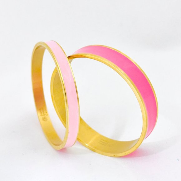 Two Susan Graver Enameled Bracelets - Light and Dark Pink - Picture 2 of 9